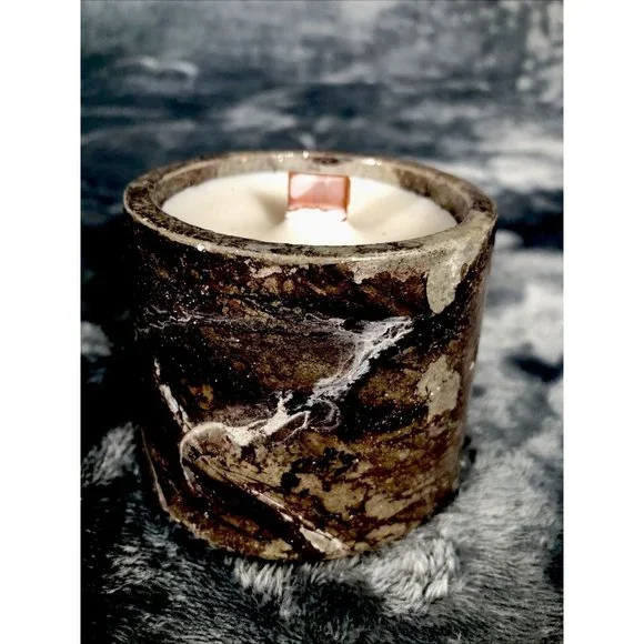 Hand Poured Candle Handmade Concrete Vessel Scent Iced Vanilla Woods - Picture 4 of 4